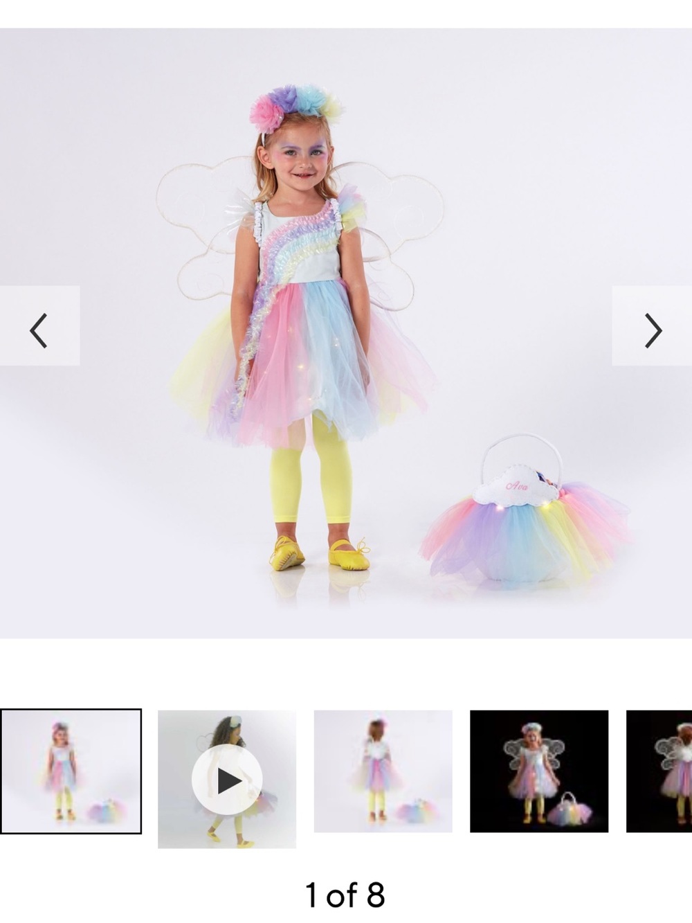 Pottery barn kids rainbow fairy costume light up 4-6